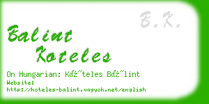 balint koteles business card